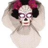 Masker Day Of The Dead Paars Bloemen -Halloween Decoratie Winkel 38767