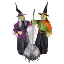 Halloween Decoratie Winkel 15 2 Heksen 180cm Met Ketel